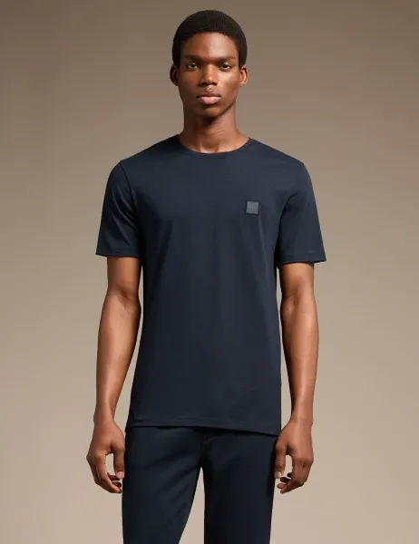Boss Tales Pure Cotton Logo T-Shirt Navy
