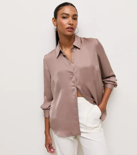 Women's Mink Satin Long Sleeve Shirt