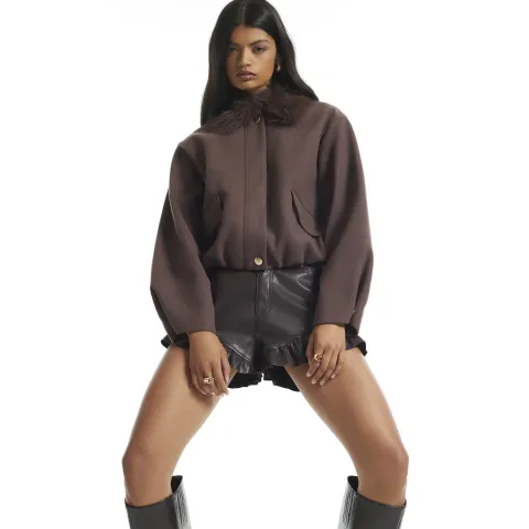 River Island Faux Fur Collar Jacket