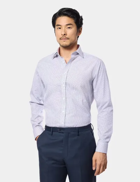 Hawes & Curtis Slim Fit Non-Iron Pure Cotton Checked Shirt Pink Mix