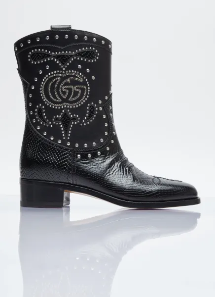 Double G Studded Leather Boots