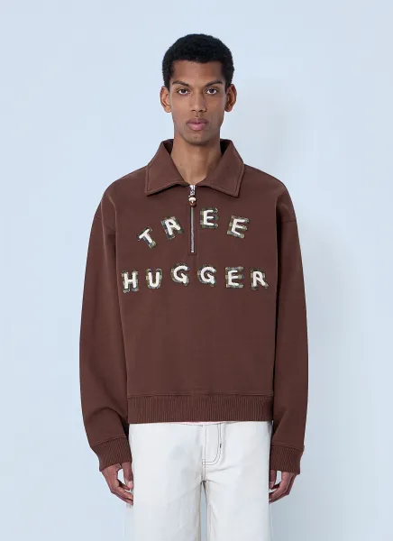 Half-Zip Collared Sweatshirt