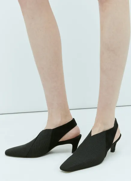 Mid Heel Elastic Slingback Pumps