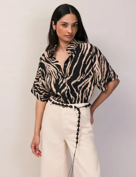 RO&ZO Zebra Print Shirt Black Mix