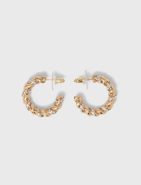 Twisted rhinestone hoop earrings