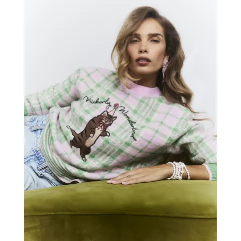 River Island Check Cat Jumper