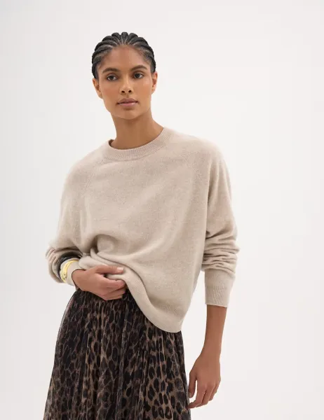 HUSH Pure Merino Wool Crew Neck Jumper Oatmeal
