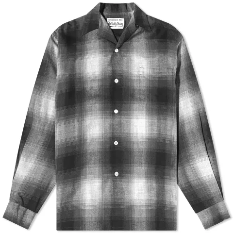 Ombre Check Open Collar Shirt