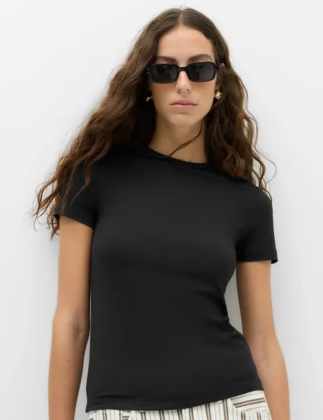 Marks & Spencer Crew Neck Soft Touch T-Shirt Black