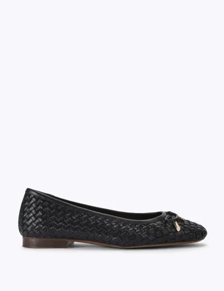 Kurt Geiger Leather Woven Bow Flat Ballet Pumps