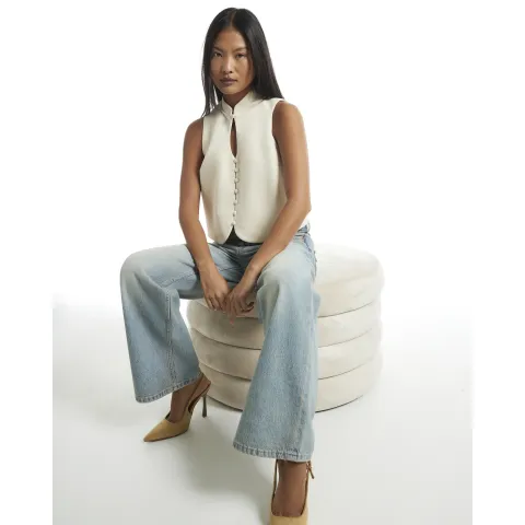 River Island Petite Boxy Stand Up Collar Top