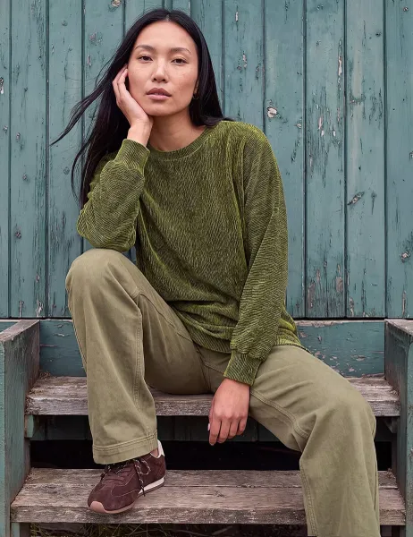 Roman Ribbed High Low Hem Top Olive