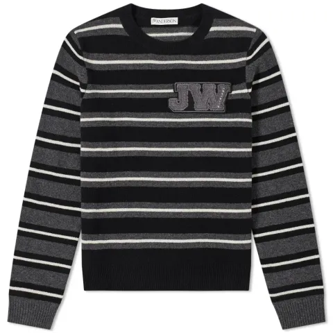 Logo Patch Stripe Crew Knit