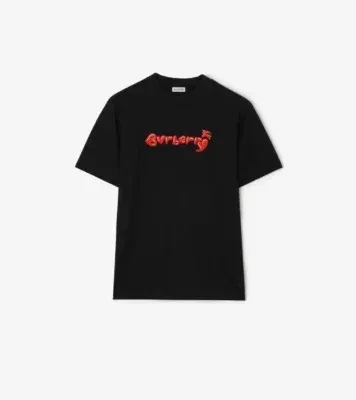Heart Logo Cotton T-shirt in Black