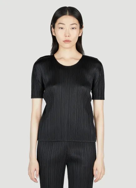 Pleated U-Neck Top
