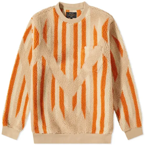 Native Rag Pattern Boa Fleece Crew Sweat