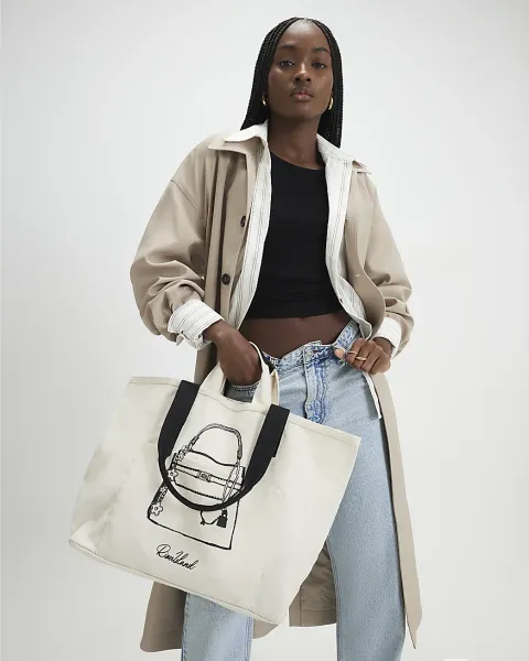 River Island Pocket Front Canvas Tote Bag