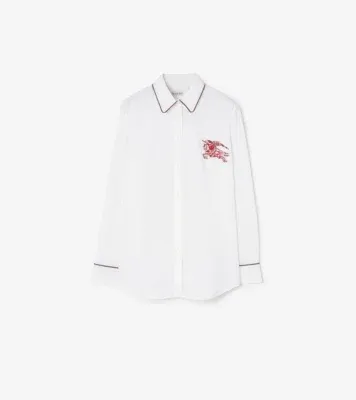 Classic Fit Heart Knight Cotton Shirt in Optic white