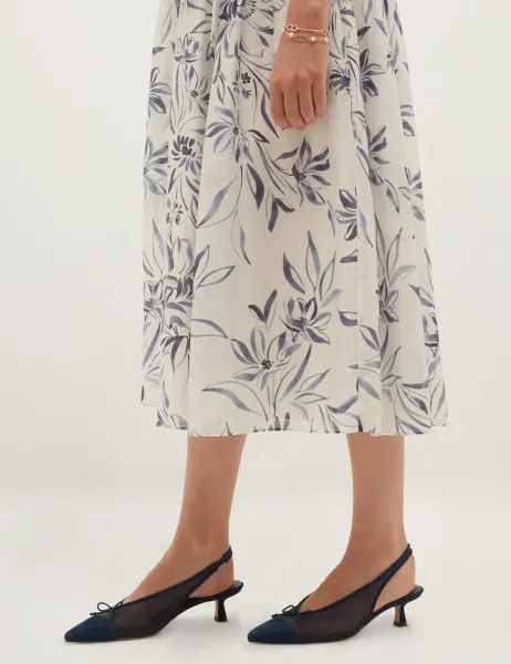 Hobbs Kitten Heel Pointed Slingback Shoes Navy