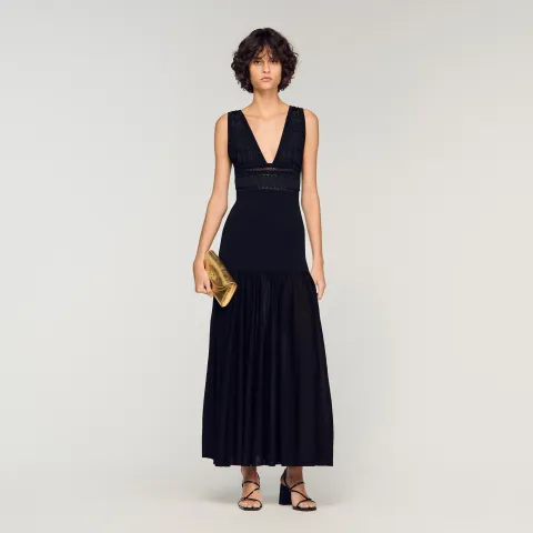 Ruffled knit maxi dress