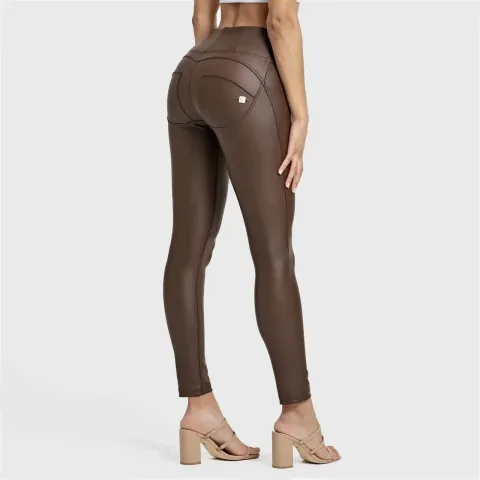 Freddy WRUP Faux Leather - High Waisted - 7/8 Length - Chocolate