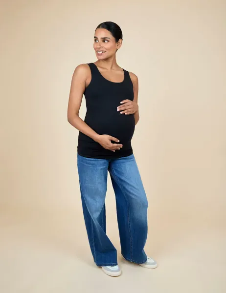 JoJo Maman Bébé Maternity 2 Pack Cotton Rich Vests Black