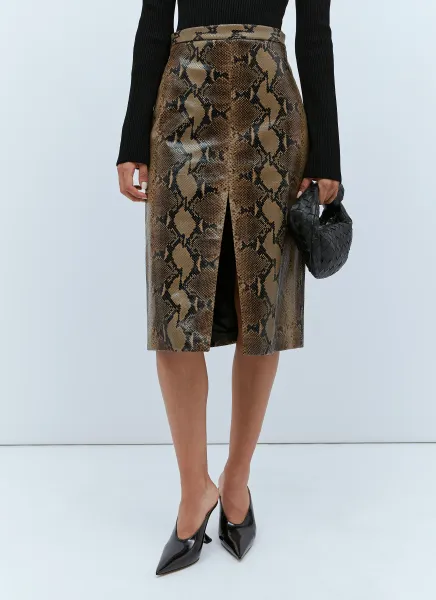 Leather Snake Skin Embossed Skirt