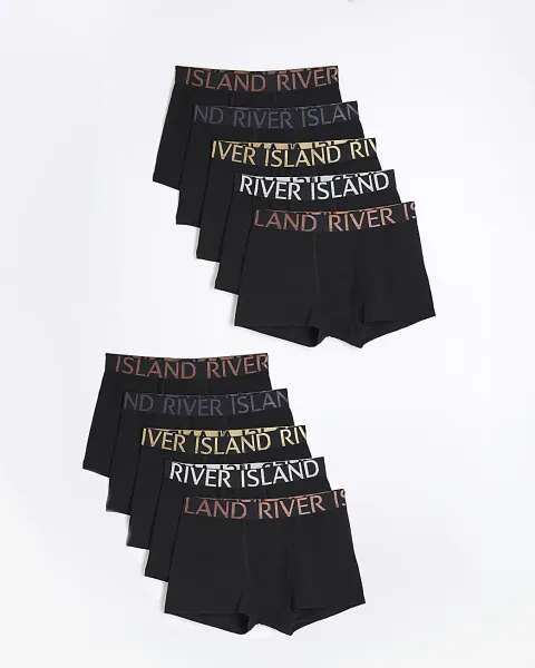 River Island 10 Pack Multi Metallic Ri Logo Boxers