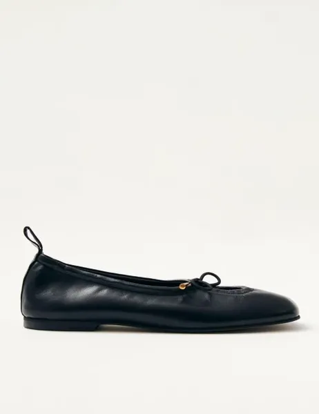 ALOHAS Rosalind Leather Tie Detail Ballet Pumps Black