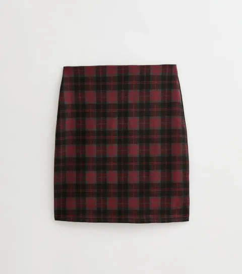 Women's Tall Red Check Tube Mini Skirt