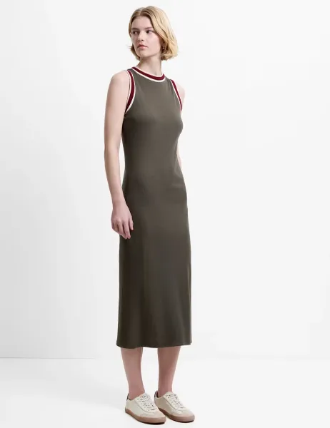 French Connection Jersey Knitted Midi Dress Khaki Mix