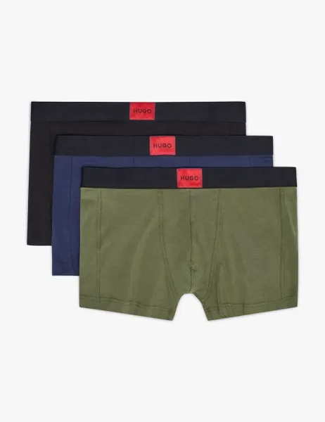 HUGO 3 Pack Cotton Rich Trunks Khaki Mix