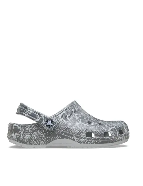 Crocs Classic Pop Animal Print Flat Clogs Grey