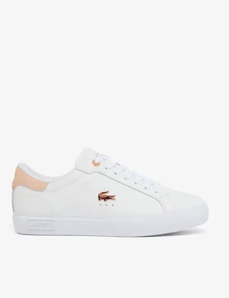 Lacoste Powercourt Leather Rose Gold Detail Trainers