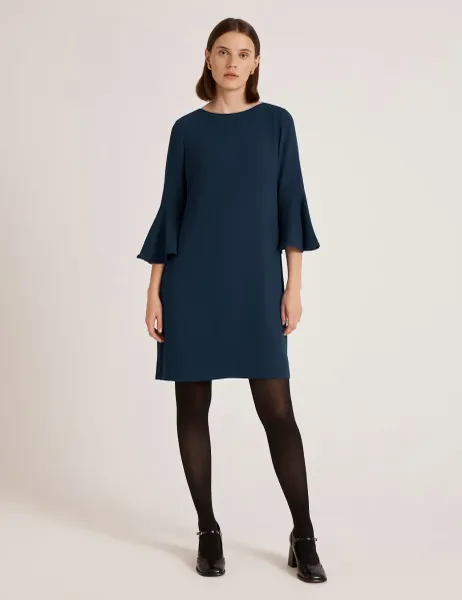 Crepe Frill Sleeve Mini Dress Navy