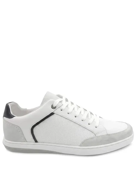 Jones Bootmaker Leather Perforated Lace Up Trainers White