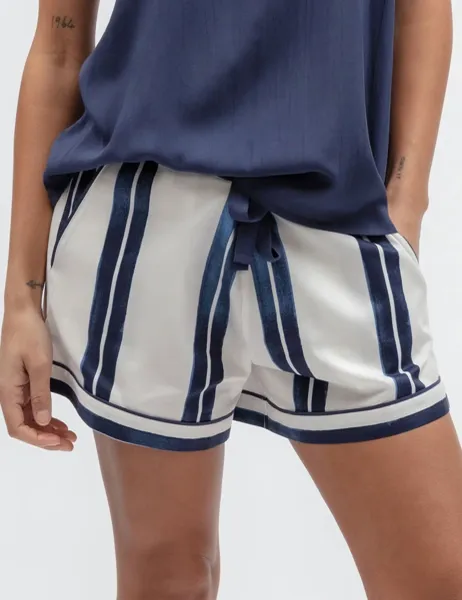 Cyberjammies Cotton Modal Striped Pyjama Shorts Navy Mix