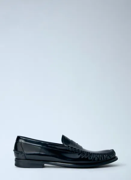 Brushed Leather Loafers