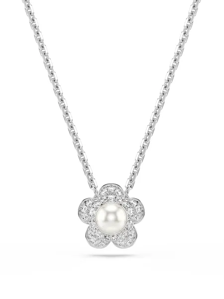 Swarovski Crystal Flower Charm Pendant Gold Tone