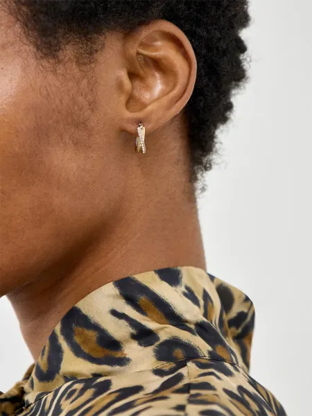 Lauren Ralph Lauren 15mm Twisted Rope Pavé Hoop Earrings