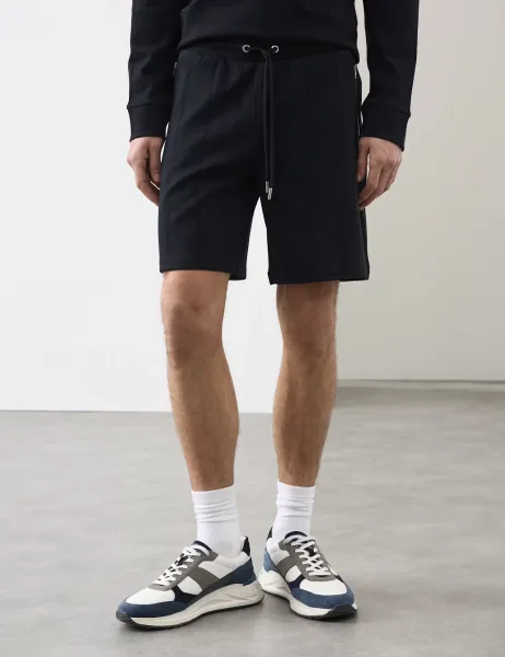 Autograph Regular Fit Cotton Rich Drop Needle Shorts Dark Navy