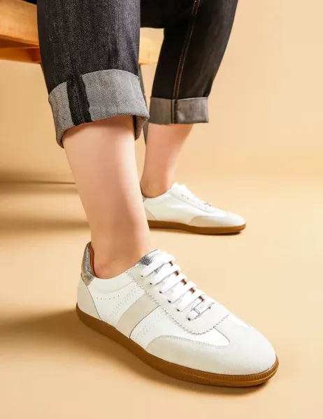 Jones Bootmaker Leather Lace Up Trainers White