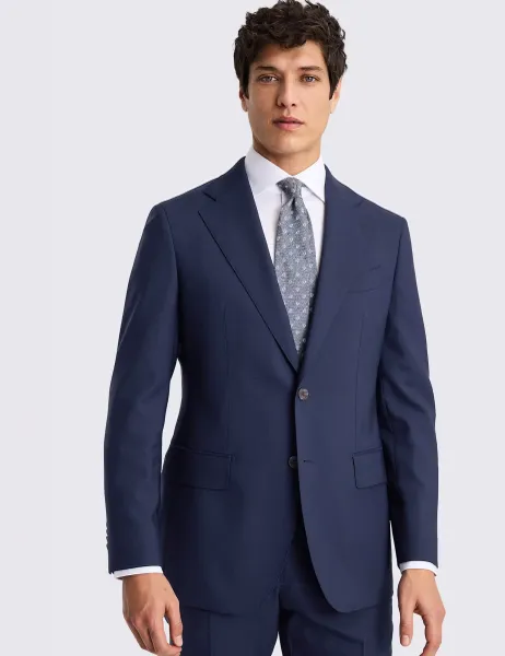 Moss Tailored Fit Pure Italian Wool Suit Jacket Bright Blue
