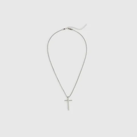 River Island Steel Cross Necklace