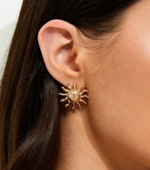 New Look Gold Tone Sun Stud Earrings