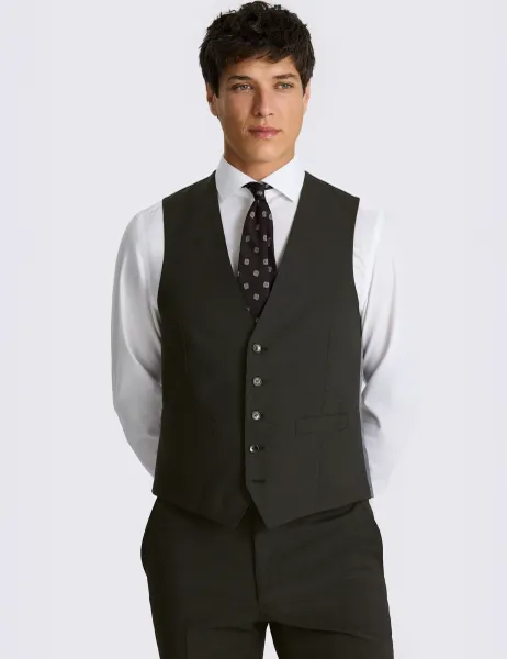 Moss Tailored Fit Wool Rich Waistcoat Charcoal