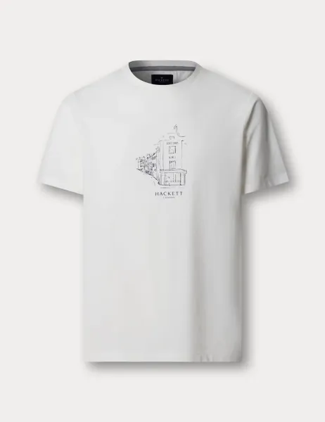 Hackett Pure Cotton Graphic T-Shirt White Mix