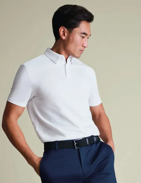 Charles Tyrwhitt Cotton Blend Jersey Polo Shirt White