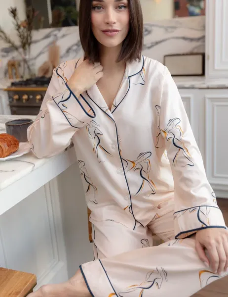 Cyberjammies Fable and Eve Cotton Modal Printed Pyjama Set Cream Mix
