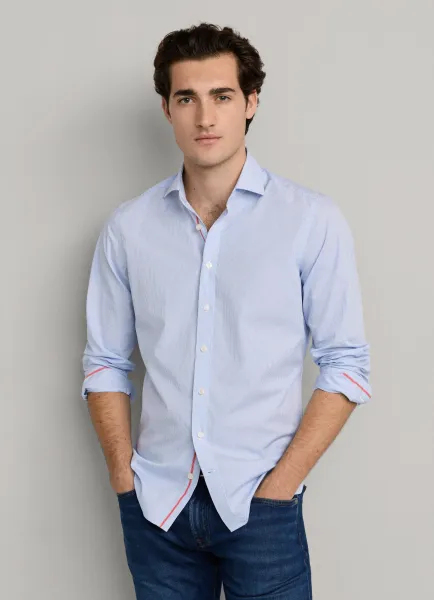 Tailored Fit Engineered Stripe Poplin Shirt